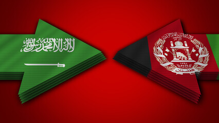 Afghanistan vs Saudi Arabia Arrow Flags – 3D Illustration