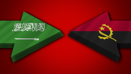 Angola vs Saudi Arabia Arrow Flags – 3D Illustration