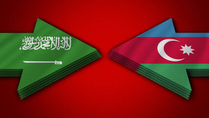 Azerbaijan vs Saudi Arabia Arrow Flags – 3D Illustration