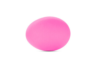 Pink Easter egg isolated on white background.