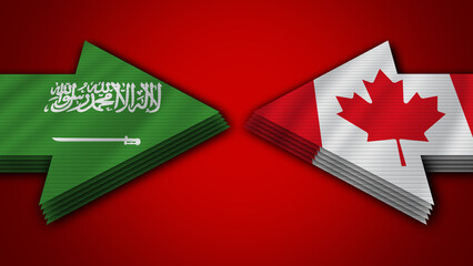 Canada vs Saudi Arabia Arrow Flags – 3D Illustration