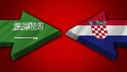 Croatia vs Saudi Arabia Arrow Flags – 3D Illustration