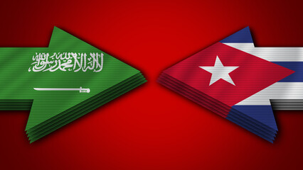 Cuba vs Saudi Arabia Arrow Flags – 3D Illustration