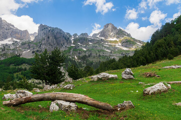 Mountains on the north Albania. Scenic landscape view on gorge in mountain