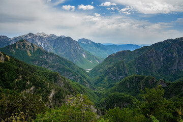 Fototapeta na wymiar Mountains on the north Albania. Scenic landscape view on gorge in mountain
