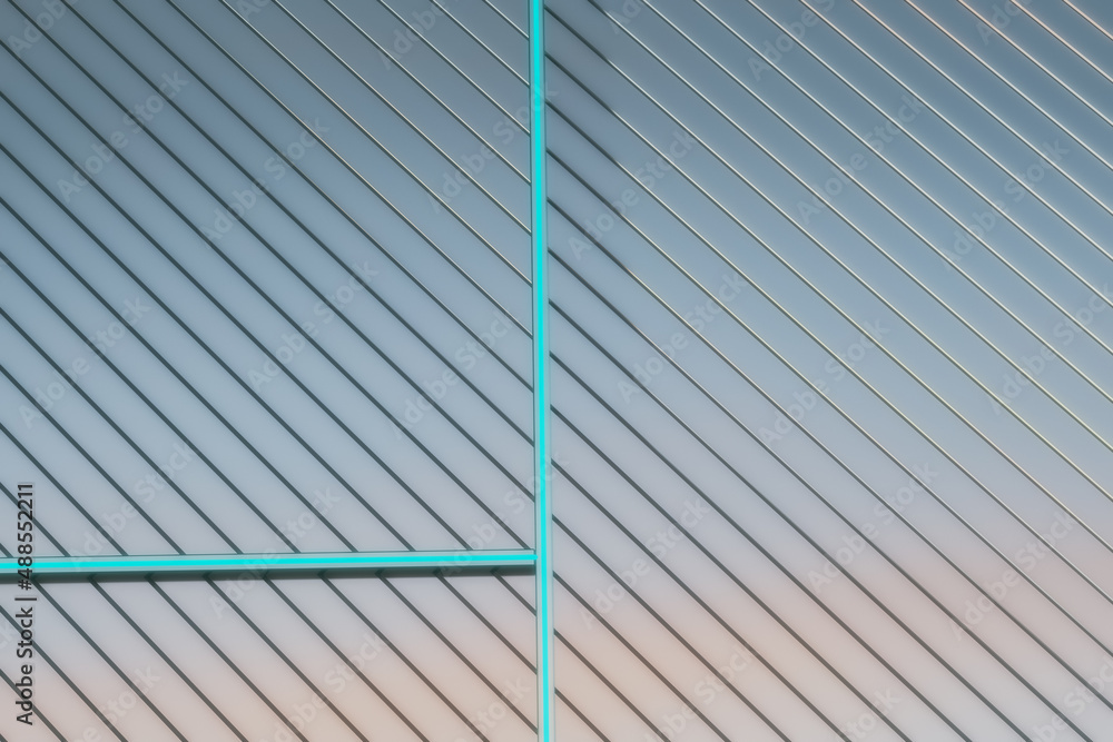 Poster Abstract blue lines texture background. Roofing and web design concept. 3D Rendering.