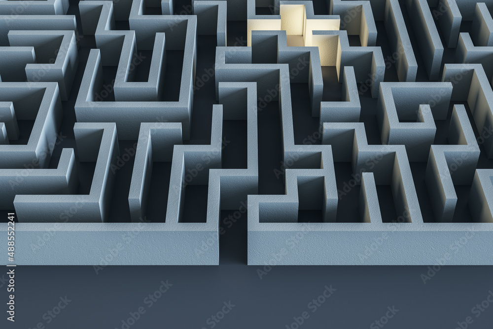 Fototapete abstract labyrinth background. maze and solution, way out concept. 3d rendering.