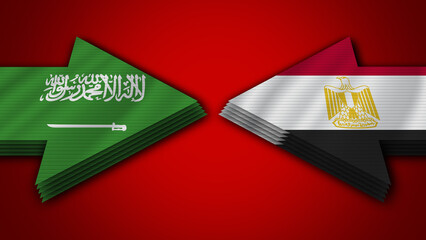 Egypt vs Saudi Arabia Arrow Flags – 3D Illustration