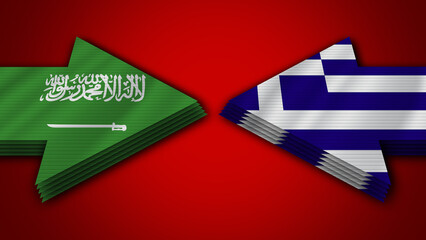 Greece vs Saudi Arabia Arrow Flags – 3D Illustration