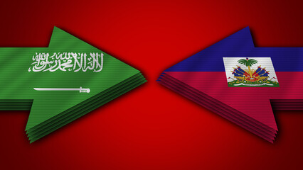 Haiti vs Saudi Arabia Arrow Flags – 3D Illustration