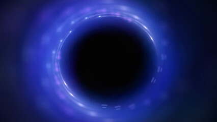 Bright abstract background with leaks. Blurred lighting tunnel. Magic portal. Vivid sphere lens