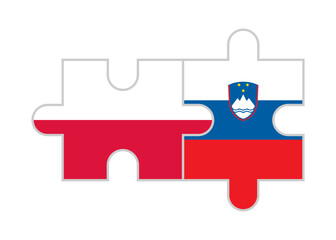 Fototapeta premium puzzle pieces of poland and slovenia flags. vector illustration isolated on white background