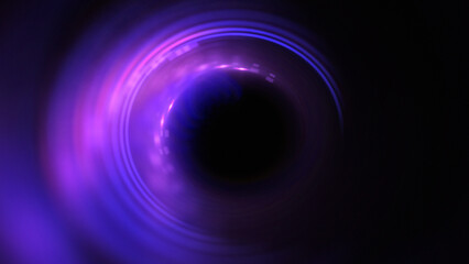 Bright abstract background with leaks. Blurred lighting tunnel. Magic portal. Vivid sphere lens
