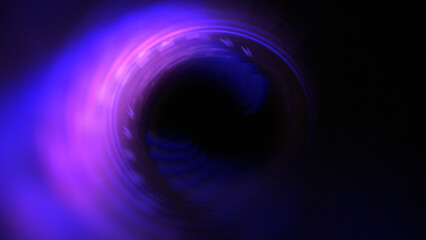 Bright abstract background with leaks. Blurred lighting tunnel. Magic portal. Vivid sphere lens