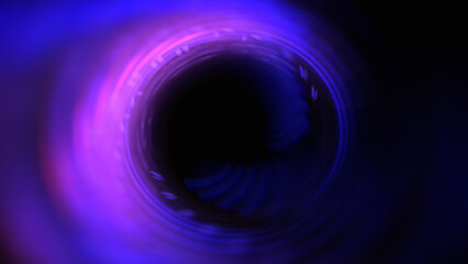 Bright abstract background with leaks. Blurred lighting tunnel. Magic portal. Vivid sphere lens