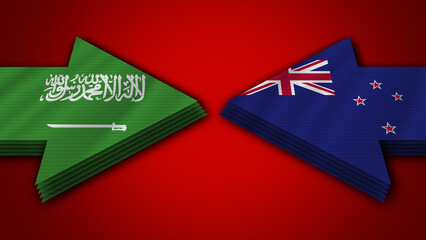Netherlands vs Saudi Arabia Arrow Flags – 3D Illustration