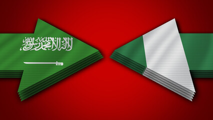 Nigeria vs Saudi Arabia Arrow Flags – 3D Illustration