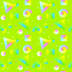 seamless pattern with abstract shapes on a green background