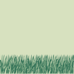 Simple seamless border green grass isolated on white background. Botanical doodle, drawing nature pattern silhouette lawn frame. Vector illustration