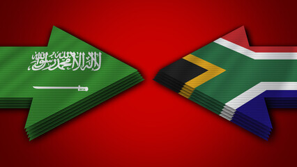 South Africa vs Saudi Arabia Arrow Flags – 3D Illustration