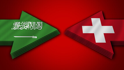 Switzerland vs Saudi Arabia Arrow Flags – 3D Illustration