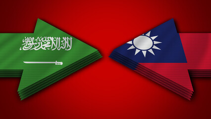 Taiwan vs Saudi Arabia Arrow Flags – 3D Illustration