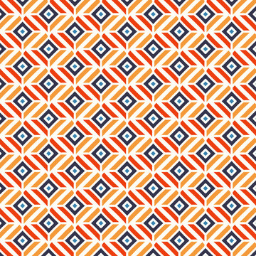 Geometric Square Line Pattern Background In Blue Slate Orange Yellow Color
