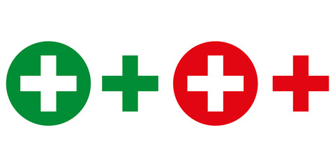 Obraz premium medical cross icon, set of four red, green isolated icons, eps10