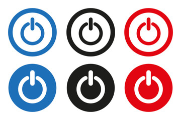 Power icons. On/Off switch.  .  Colored flat web icons. Vector Illustrator EPS
