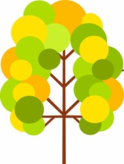 Vector Illustration Autumn Young Tree with Multicolored Leaves. Autumn season concept in flat style.