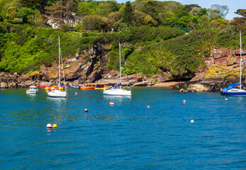 Fototapeta na wymiar Yacht mooring by the cliff edge