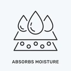 Poster Absorb moisture line icon. Vector illustration of layers and three drops. Black outline pictogram for cosmetic properties © Pixel Pine