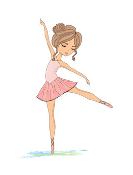 Beautiful ballerina, graphic doodle illustration