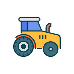 Tractor Vector Filled Outline Icon Design illustration. Agriculture and Farming Symbol on White background EPS 10 File