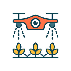 Agriculture Drone Vector Filled Outline Icon Design illustration. Agriculture and Farming Symbol on White background EPS 10 File
