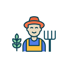 Agriculturist Vector Filled Outline Icon Design illustration. Agriculture and Farming Symbol on White background EPS 10 File