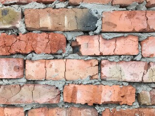 Orange brick wall. Wall ornament for background. Vintage.