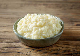 bowl of rice milk pudding