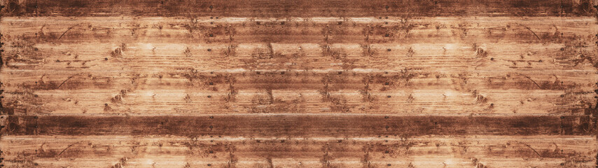 Plakat old brown rustic dark wooden texture - wood timber background panorama long banner