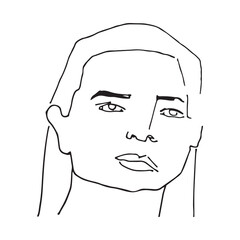 One continuous line drawing of woman. Minimalism art.