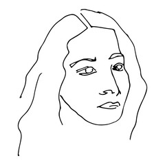 One continuous line drawing of woman. Minimalism art.