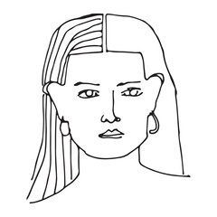 One continuous line drawing of woman. Minimalism art.
