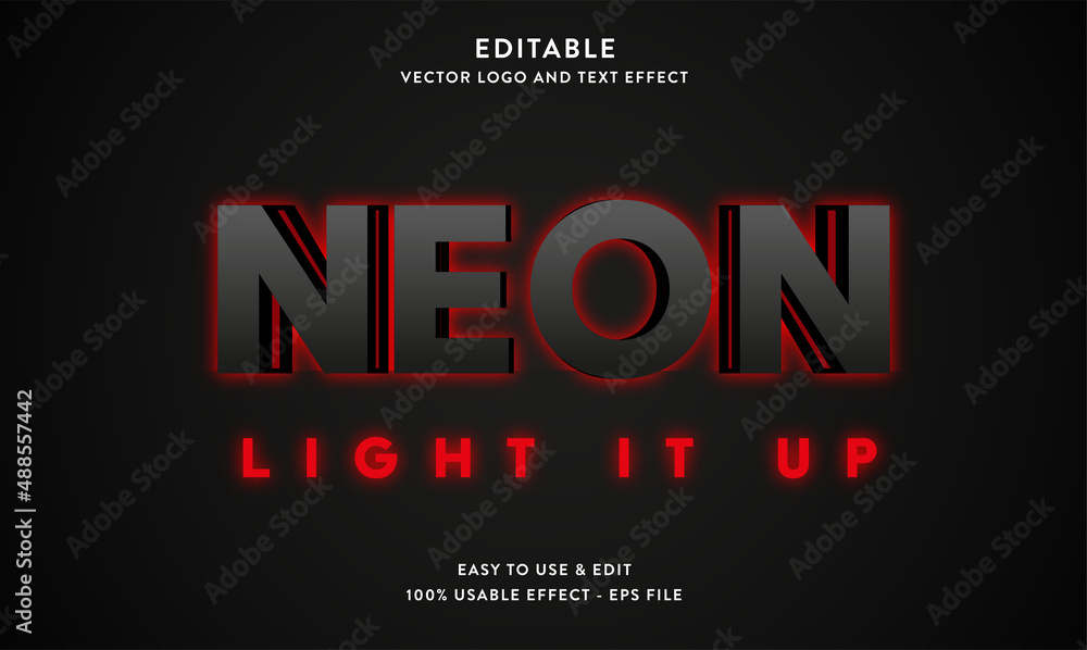 Poster neon editable text effect with modern style