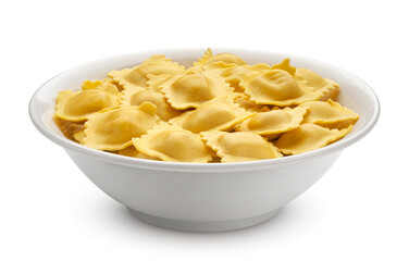 Italian ravioli pasta isolated on white background