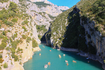 View to the mountains and rocks of the beautiful french Canyon Gorge du Verdon, Provence, France...