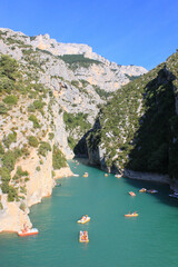 View to the mountains and rocks of the beautiful french Canyon Gorge du Verdon, Provence, France...
