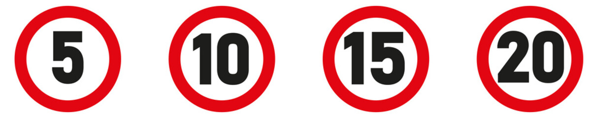 set of speed limit signs. vector illustration. eps10 - obrazy, fototapety, plakaty