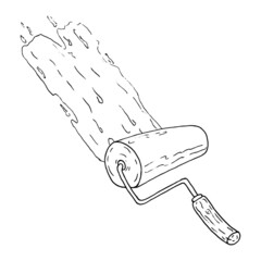 Roller in paint. Tools for home renovation. Vector illustration tools paint roller.