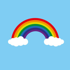 Rainbow with clouds. Vector on a blue background. Vector Illustration eps10