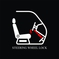 illustration of steering wheel lock, vector art.